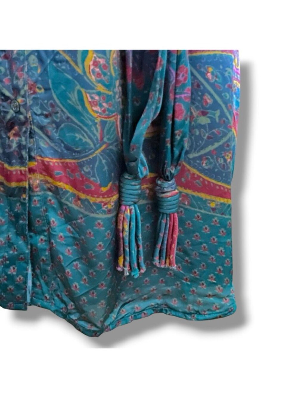 Sundance Womens La Villette Midi Dress Sz XL Boho Belted Floral Paisley Satin - Picture 11 of 14